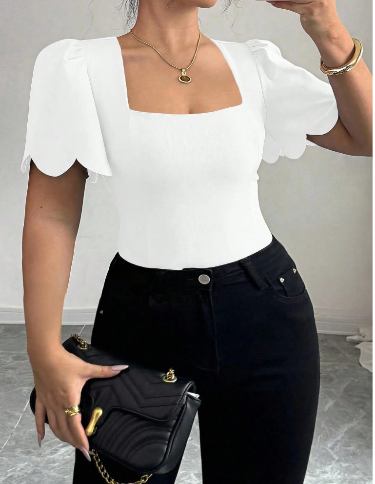 Blusa ajustada de verano para mujer de talla grande, elegante y chic