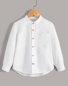 Camisa casual de manga larga con bolsillo y abotonadura delantera lisa