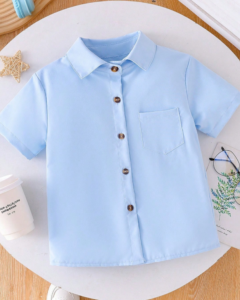 Camisa blanca de manga corta con cuello