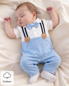 Mameluco para bebé recién nacido niño en blanco y negro con decoración de oso