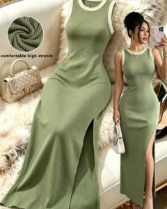 Vestido Maxi ajustado Elegante y Fresco Color Matcha Verde