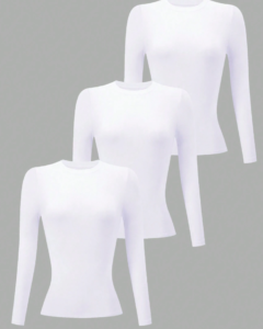 Camisetas de manga larga de cuello redondo blancas de ajuste slim