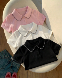 Camiseta polo de manga corta de verano para niñas pequeñas