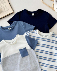 Camisetas de manga corta de cuello redondo cómodas con textura de rayas