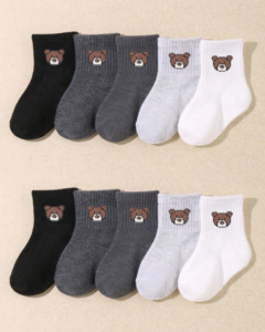 5 pares de calcetines para bebé con diseño aleatorio de oso