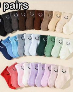 10 pares de calcetines cortos con carita sonriente