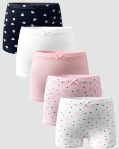 Bragas básicas multicolor con decoración de corazón y lazo para niñas