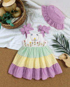 Vestido de verano para pastel con bordado y bloque