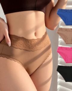 Bragas de mujer de color liso con patchwork de encaje