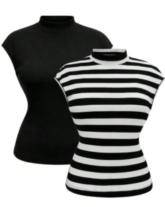 Camiseta de Manga Corta Francesa en Negro y Blanco