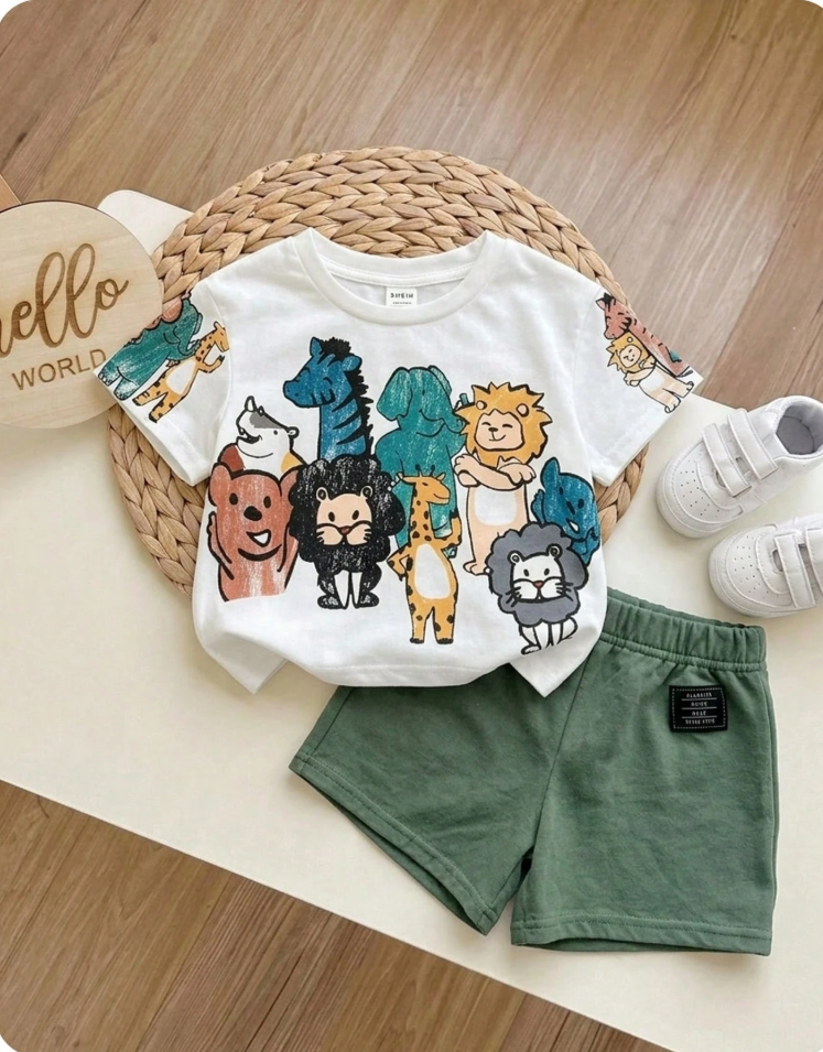 Playera holgada de punto con estampado de animales