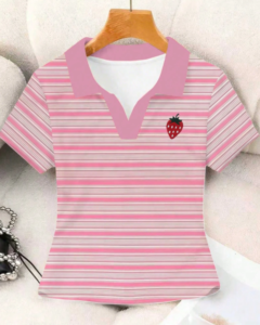 Camisa polo de manga corta a rayas de estilo casual