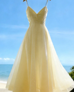 Vestido de fiesta elegante de mujer de un solo color con tirantes finos