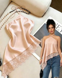Top de tirantes, cuello halter con lazo