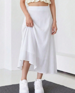 Falda midi de cintura alta unicolor casual