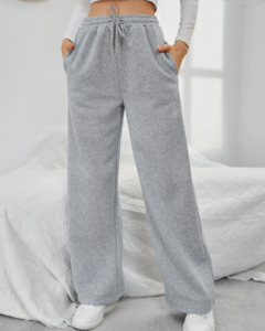 Pants deportivos unicolor con cordón con bolsillo oblicuo