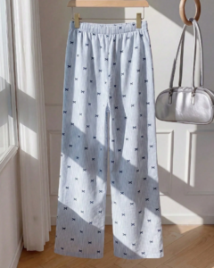 Pantalones casuales de mujer con lazo en la cintura y pierna recta