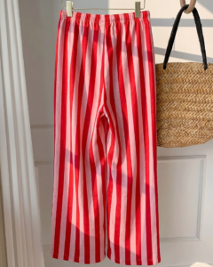Pantalones rectos de cintura con lazo casual