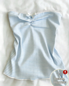 Top tubo bandeau sin tirantes para mujer, a rayas azul y blanco