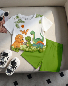 Camiseta de cuello redondo y pantalones cortos a juego con estampado minimalista