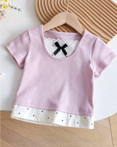 Camiseta de manga corta de estilo dulce para niñas