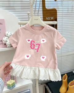 Camiseta casual de manga corta rosa