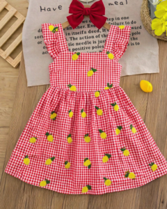 Vestido a Cuadros con Estampado de Limón para Estilo