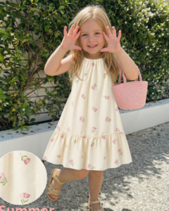 Vestido camisola con volantes en el bajo de tela floral