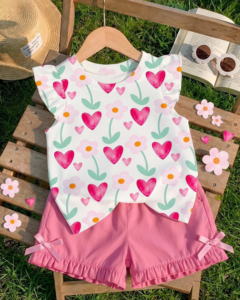Top casual de moda para niña joven con mangas de volantes y cuello redondo
