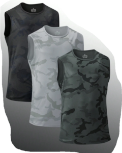 Camiseta sin manga casual con estampado de camuflaje