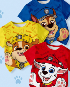 Camiseta de manga corta con estampado de perro de dibujo animado