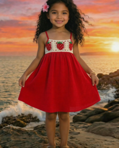 Vestido de tirantes tejido cómodo y casual para niña