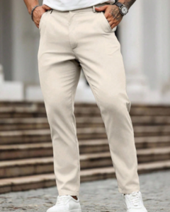 Pantalones casuales de vestir de unicolor para hombres
