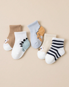 5 pares de calcetines lindos de oso y dinosaurio para bebe