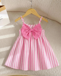 Vestido de tirantes para bebé niña, rosa y blanco a rayas